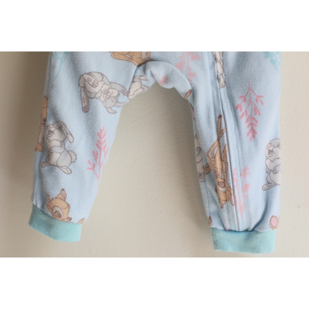 Disney Baby Bambi Thumper Blue Short Sleeve Zip Romper Sleeper Pajamas 6M - Picture 3 of 5